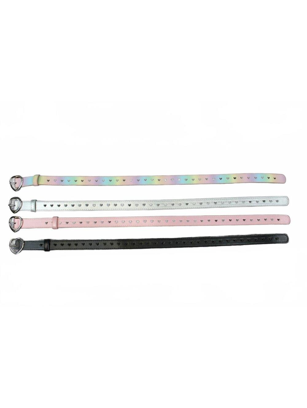 Set of 4 Kids Heart Cutout Belts Multicolor PU Leather
